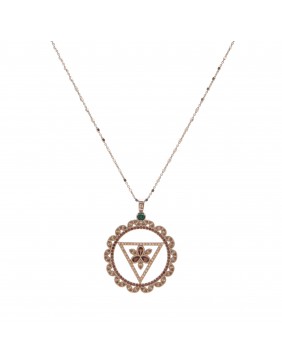 Colgante plata chakra oro rosa malaquita y circonitas C313