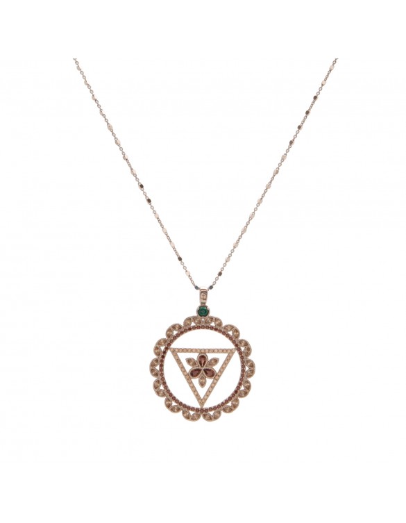 Colgante plata chakra oro rosa malaquita y circonitas C313
