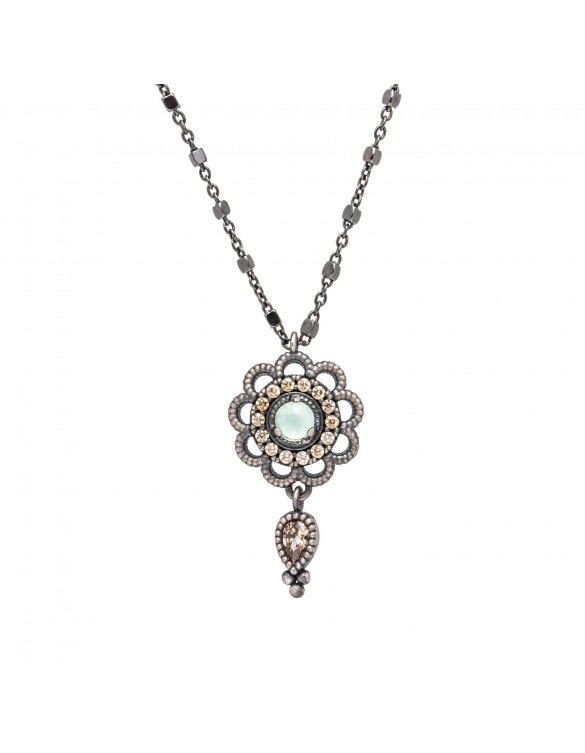 Colgante plata calcedonia y circonitas c372