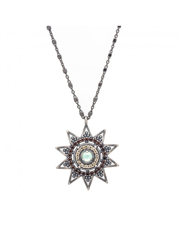 Colgante sol plata calcedonia y circonitas c366