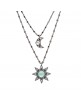 Colgante plata sol luna combinado calcedonia piedra luna y circonitas c392