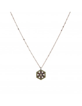 Colgante plata oro rosa y circonitas C340