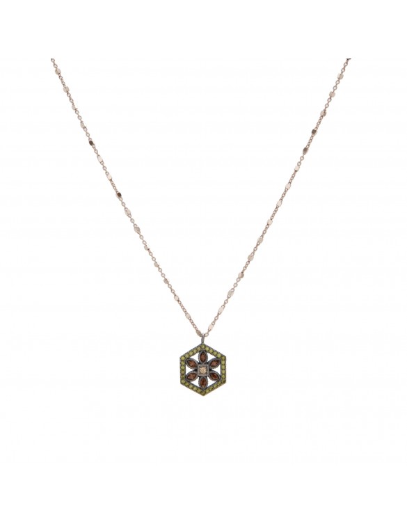 Colgante plata oro rosa y circonitas C340