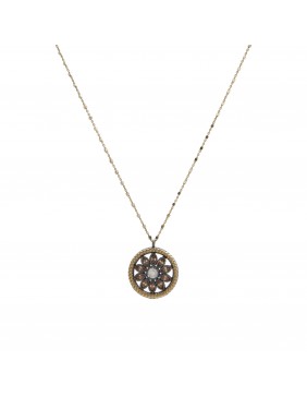 Colgante plata oro amarillo cuarzo blanco y circonitas C345