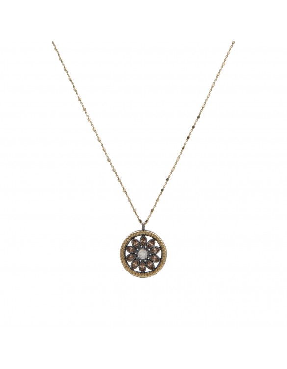 Colgante plata oro amarillo cuarzo blanco y circonitas C345