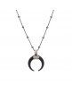 Colgante cuernos resina negra plata y circonitas cl-8