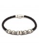 Pulsera plata calavera cuero sks92