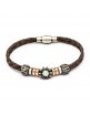 Pulsera sol plata cuero calcedonia y circonitas an-40