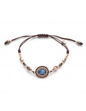 PULSERA PLATA MACRAME CIANITA Y CIRCONITAS MA-56