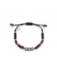 Pulsera plata macrame calcedonia cuarzo rosa granate ojo de tigre y onix MA-91