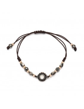 Pulsera plata macrame piedra luna y circonitas ma-134
