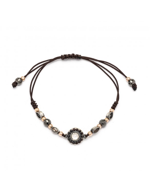 Pulsera plata macrame piedra luna y circonitas ma-134