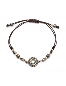 Pulsera plata macrame calcedonia y circonitas ma-127-1