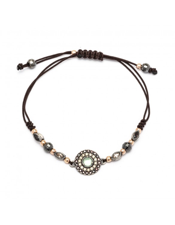 Pulsera plata macrame calcedonia y circonitas ma-127-1