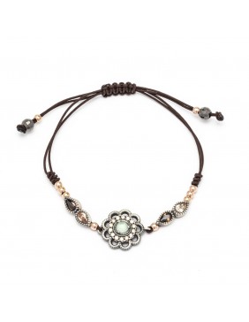 Pulsera plata macrame calcedonia y circonitas ma-124