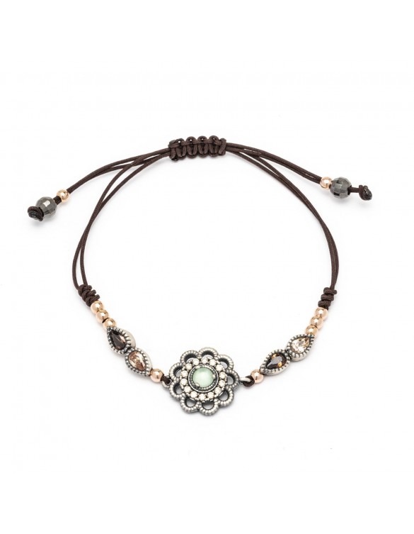Pulsera plata macrame calcedonia y circonitas ma-124