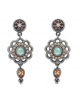 Pendientes plata calcedonia y circonitas p385