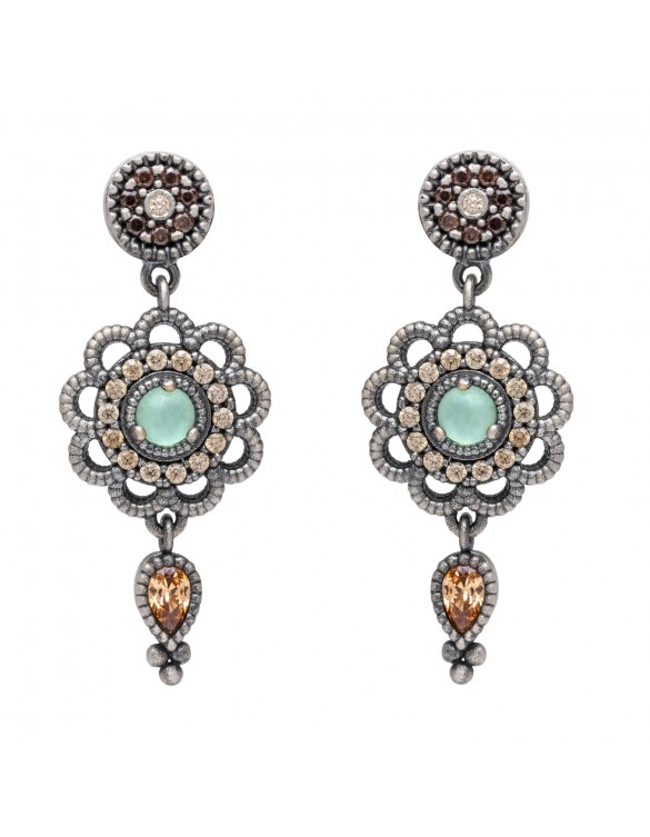 Pendientes plata calcedonia y circonitas p385