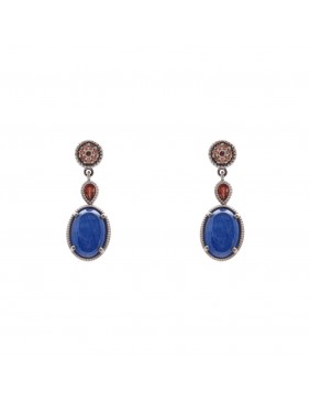 PENDIENTES PLATA CIANITA Y CIRCONITAS P296