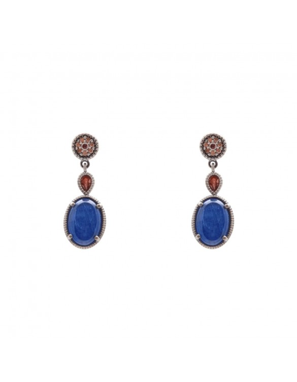 PENDIENTES PLATA CIANITA Y CIRCONITAS P296