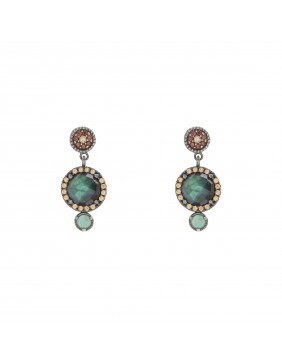 Pendientes plata labradorita calcedonia azul y circonitas P377