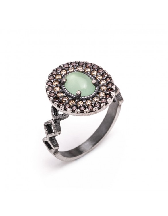 Anillo plata calcedonia y circonitas 15222