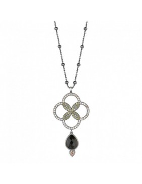 Colgante SUNFIELD de plata, cuarzo fumé y circonitas color cava, brown y peridoto CL061201