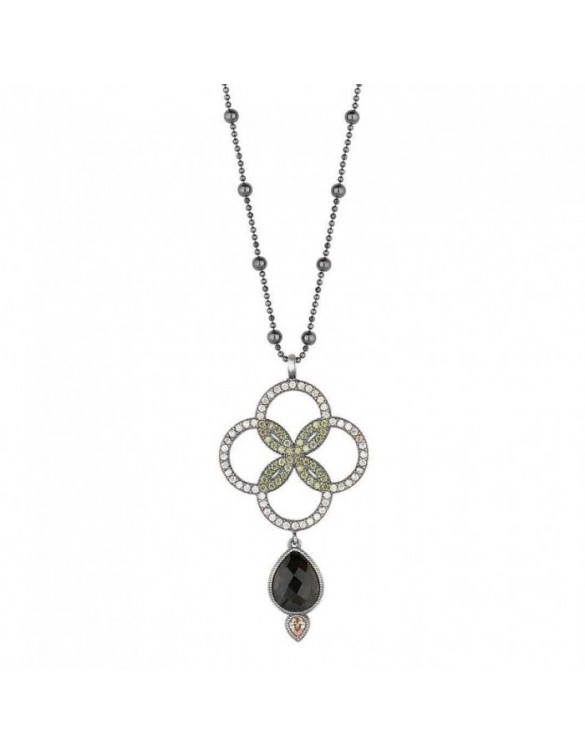 Colgante SUNFIELD de plata, cuarzo fumé y circonitas color cava, brown y peridoto CL061201