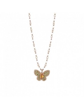 Colgante SUNFIELD de plata con baño de oro rosa, citrino, circonitas y rosario de ágata blanca CL061770/2