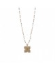 Colgante SUNFIELD de plata con baño de oro rosa de 18 kt, circonitas y rosario de ágata blanca CL061563/2