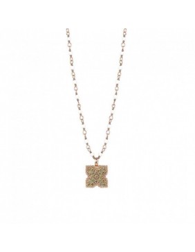 Colgante SUNFIELD de plata con baño de oro rosa de 18 kt, circonitas y rosario de ágata blanca CL061563/2