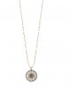 Colgante SUNFIELD de plata envejecida con circonitas y rosario de ágata blanca CL060632