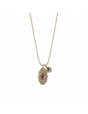 Colgante SUNFIELD de plata con baño de oro rosa, de 1,6 cm por 1 cm, con turmalina rosa y circonitas CL061710/2/26