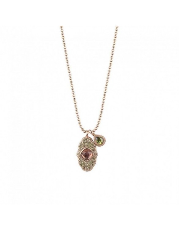 Colgante SUNFIELD de plata con baño de oro rosa, de 1,6 cm por 1 cm, con turmalina rosa y circonitas CL061710/2/26