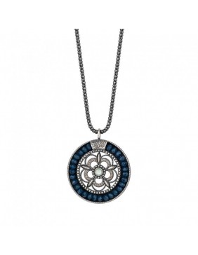 Colgante SUNFIELD de plata, calcedonia, cuentas de cristal azul zafiro y circonitas CL061530