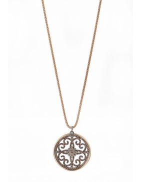 Colgante SUNFIELD de plata con baño de oro rosa y circonitas, de 4 cm CL060312