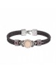 Pulsera SUNFIELD de plata, cuarzo rosa, turmalina rosa, circonitas y nailon cord PU061370/15