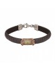 Pulsera SUNFIELD de plata con baño de oro rosa, circonitas y squalo cord color chocolate PU061653/2