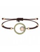 Pulsera SUNFIELD de plata, circonitas, cuarzo rosa y nailon color chocolate PU061180