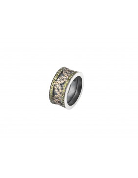 Anillo SUNFIELD con interior autoajustable, de plata y circonitas color champagne y peridoto AN061591