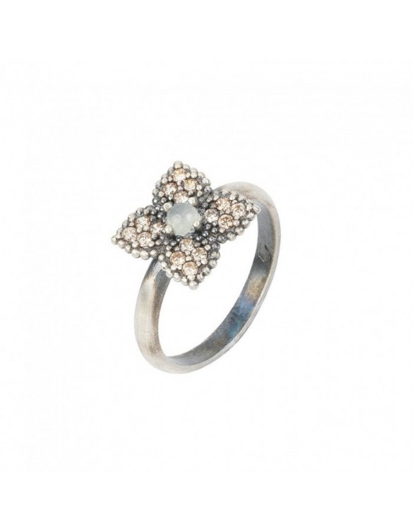 Anillo SUNFIELD de 0,3 cm de ancho, de plata, calcedonia y circonitas AN061773