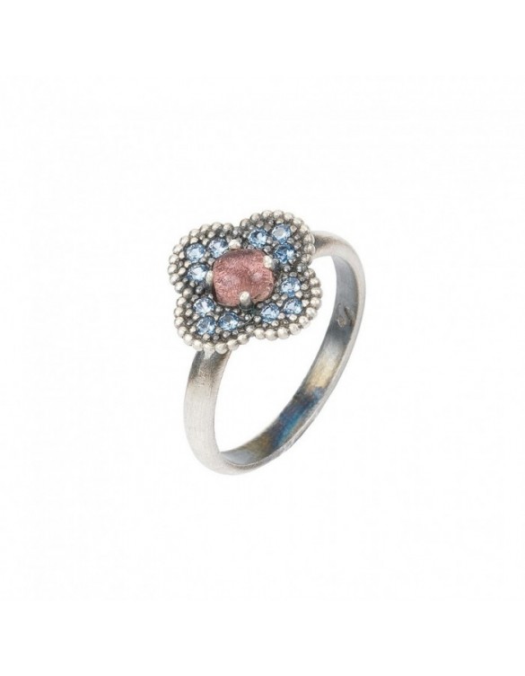 Anillo SUNFIELD de 0,3 cm de ancho, de plata, turmalina rosa y circonitas AN061771
