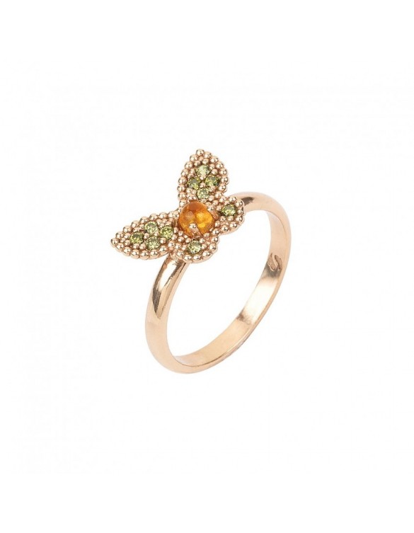 Anillo SUNFIELD de 0,3 cm de ancho, de plata con baño de oro rosa, citrino y circonitas AN061770/2