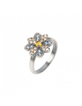 Anillo SUNFIELD de 0,3 cm de ancho, de plata, citrino y circonitas AN061772