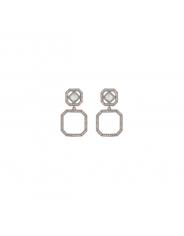 Pendientes plata, calcedonia y circonitas