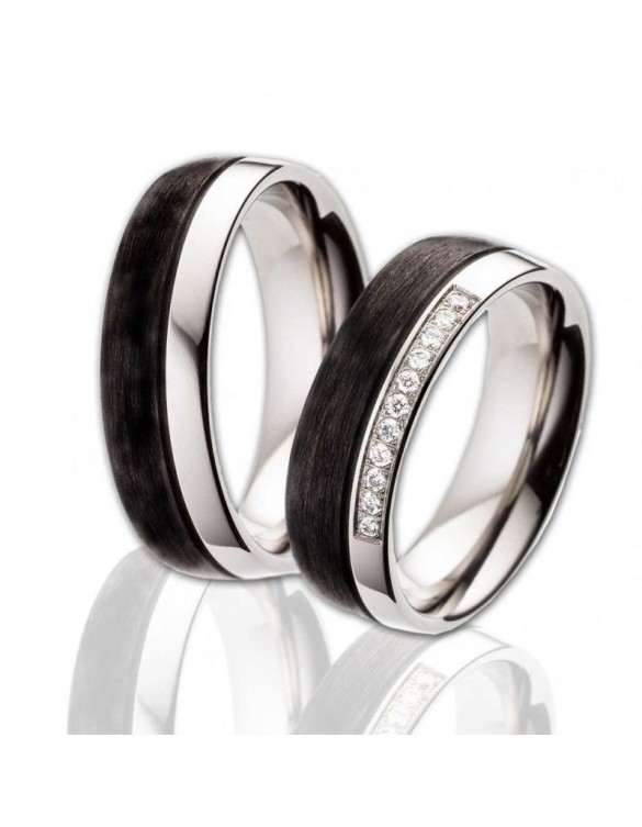 ALIANZAS DE BODA DE TITANIO Y CARBONO LEDA