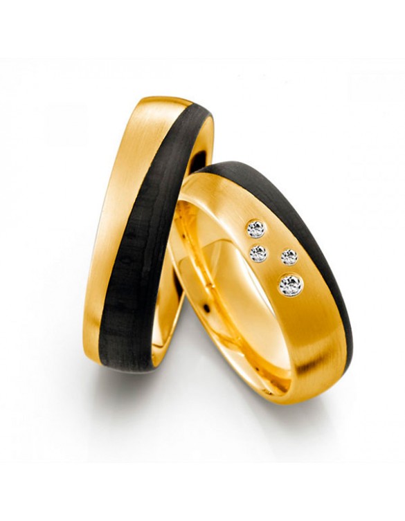 Anillos de Oro Amarillo y Carbono Deros GENIUS II