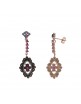 Pendientes Largos De Plata Chapada Con Circonitas Rojas, Salvatore 244A0028