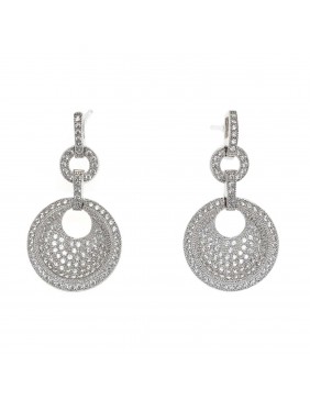 Pendientes Largos De Plata Chapada Con Circonitas Rojas, Salvatore 244A0028