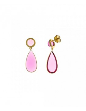 Pendientes Largos De Plata Chapada Con Circonitas Rojas, Salvatore 244A0028